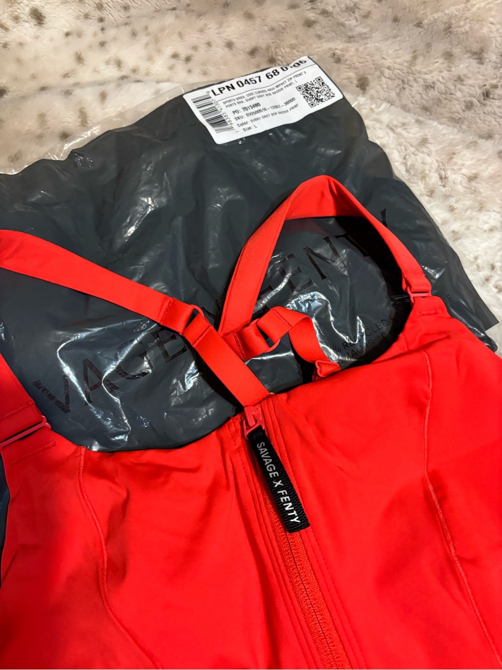 Savage X Fenty Bright Red Zip-Front Bodysuit